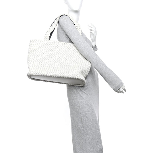 Nappa Intrecciato Bicolor Tote Bag Thunder White Silver