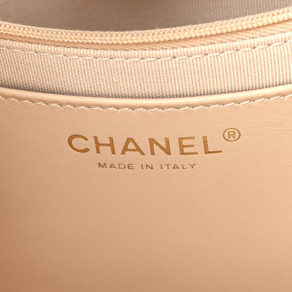 Caviar Stitched Pocket CC Large Tote Light Beige