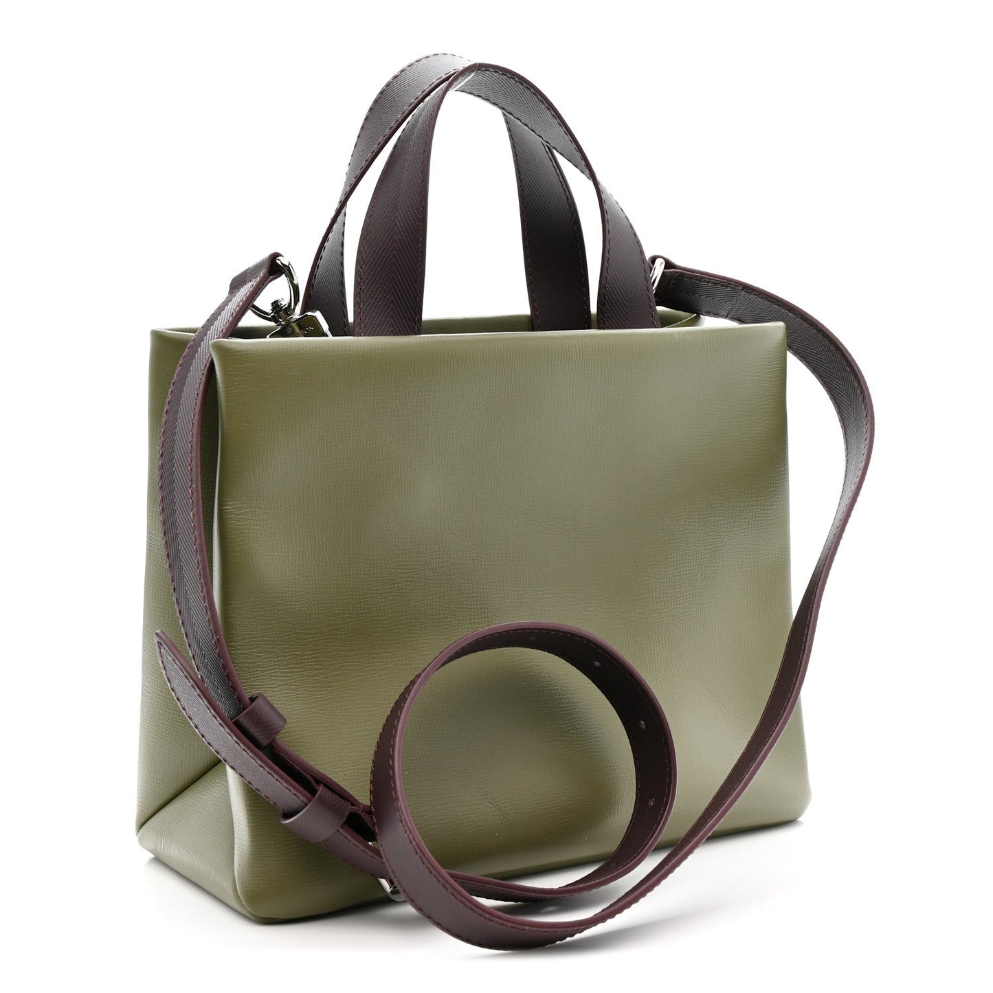 Calfskin Mini Shopper Tote Khaki Green