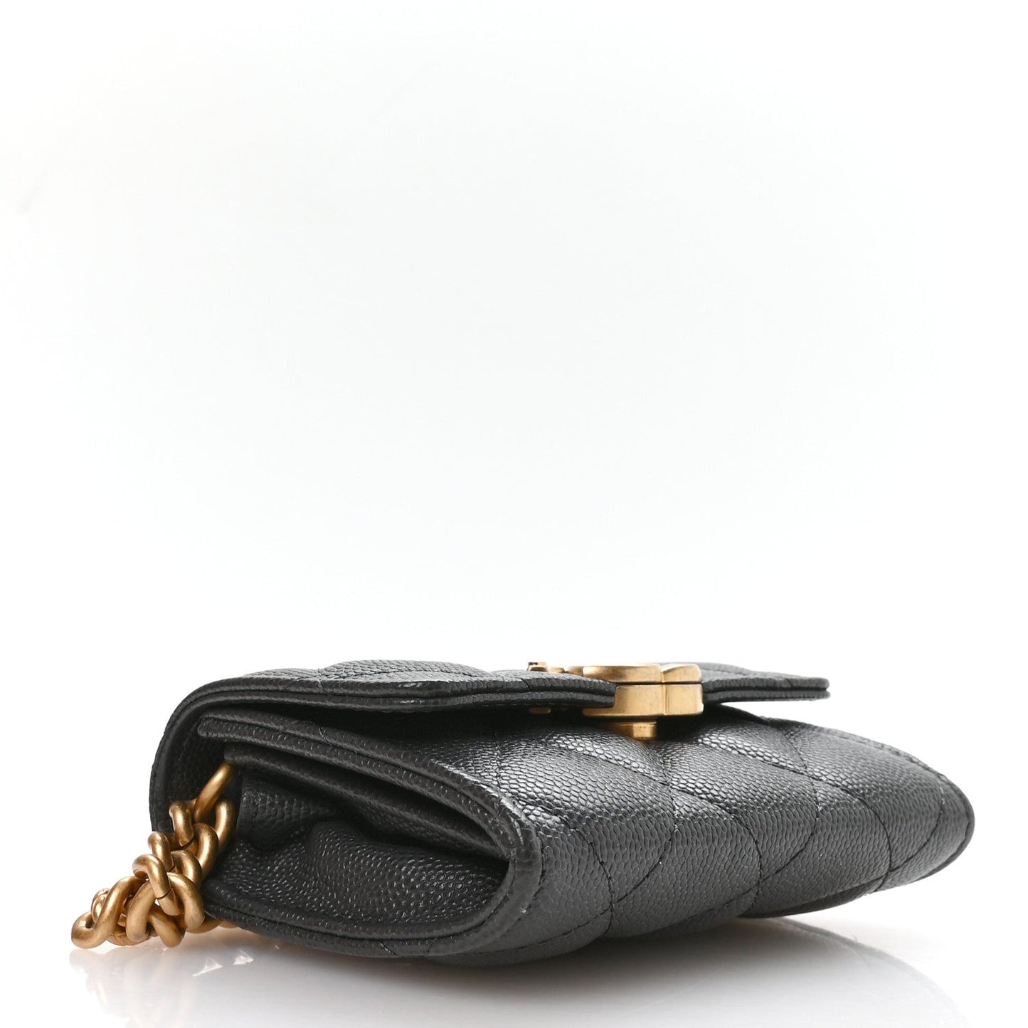 Caviar Quilted Bracelet On Chain Clutch Grey