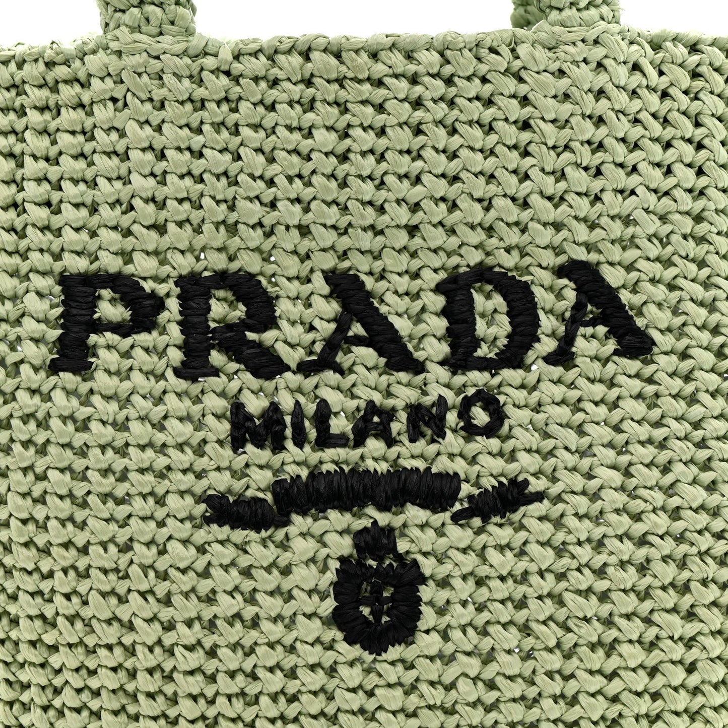 Yarn Raffia Effect Crochet Small Logo Tote Acqua