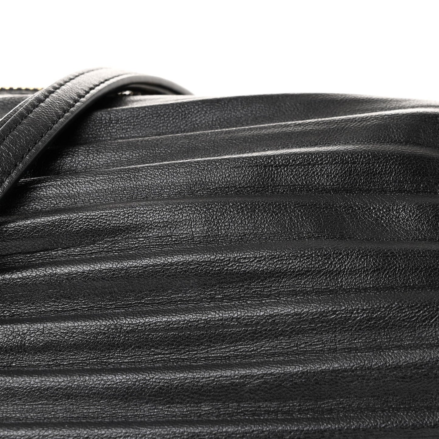 Lambskin Pleated Bracelet Pouch Shoulder Bag Black
