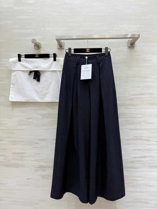 CC Straight-Leg Wide-Leg Trousers Black Cotton 346625