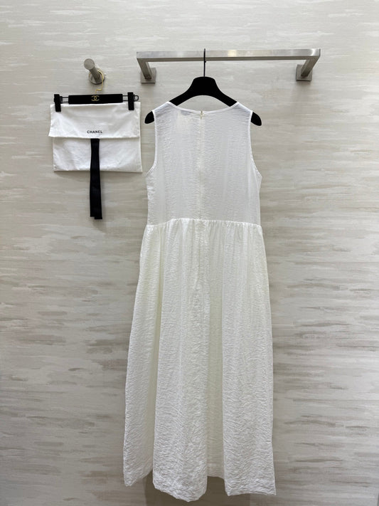 CC Retro Floral Dress White Cotton