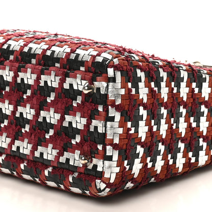 Lambskin Woven Tweed Large Lady Dior Red Multicolor