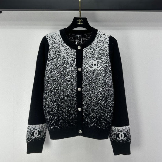 Chanel 2025 Knitted Cardigan Black Wool 329292