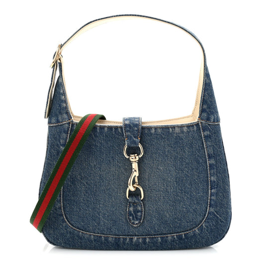 Denim Small Jackie Shoulder Bag Blue Denim
