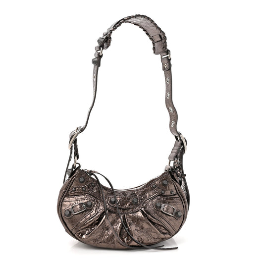 Metallic Agneau Arena Le Cagole Shoulder Bag XS Dark Bronze