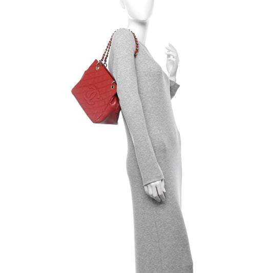 Caviar Quilted Petit Timeless Shopping Tote PTT Red