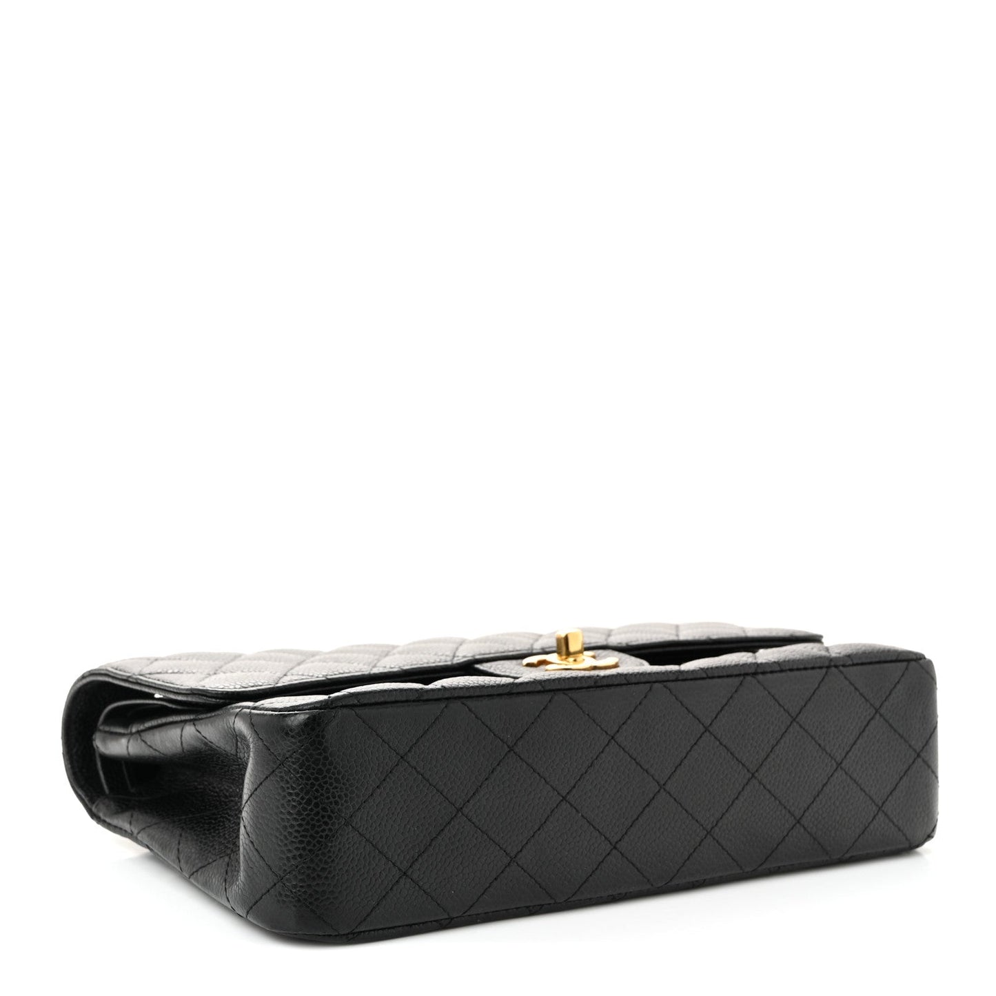 Caviar Quilted Medium Double Flap Black