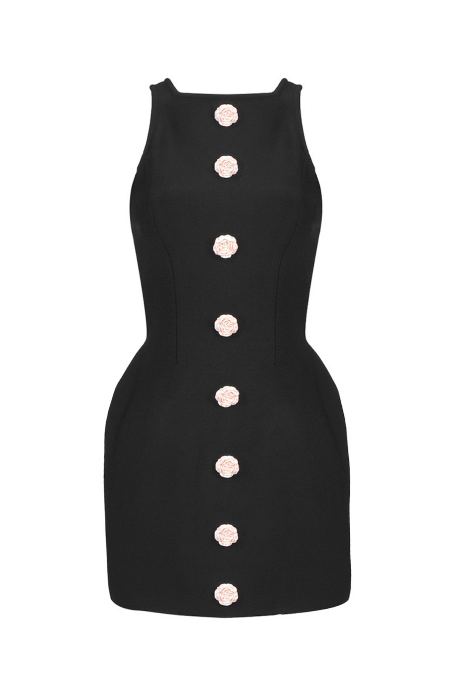 Vestido mini sin mangas con botones de flores Marcia 