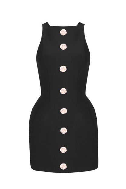 Vestido mini sin mangas con botones de flores Marcia 