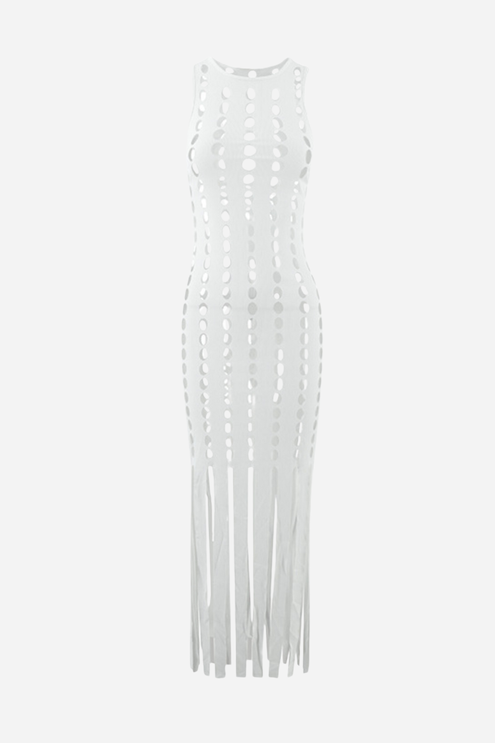 Vestido midi de tirantes con rayas transparentes 