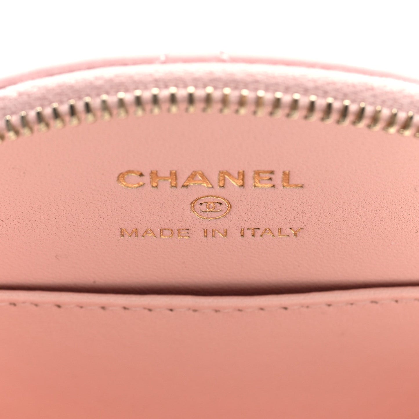 Lambskin Quilted Round Handle With Care Vanity With Chain Pink
