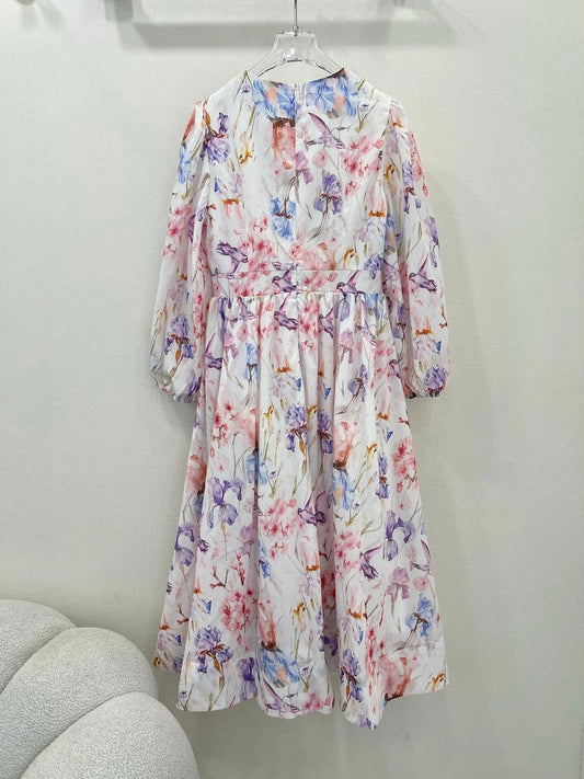ZIMMER LONG-SLEEVE V-NECK DRESS 269296