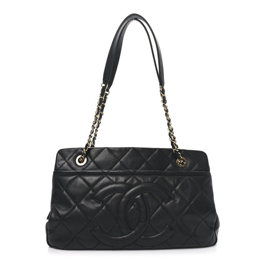 Caviar Quilted Timeless CC Soft Tote Black