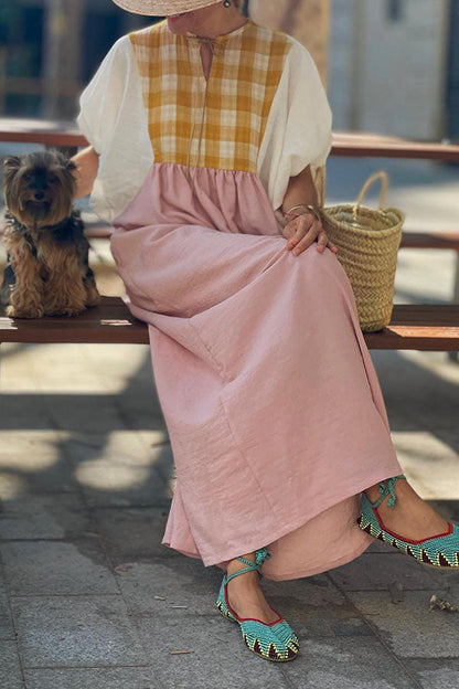 Vestido con mangas dolman y paneles a cuadros