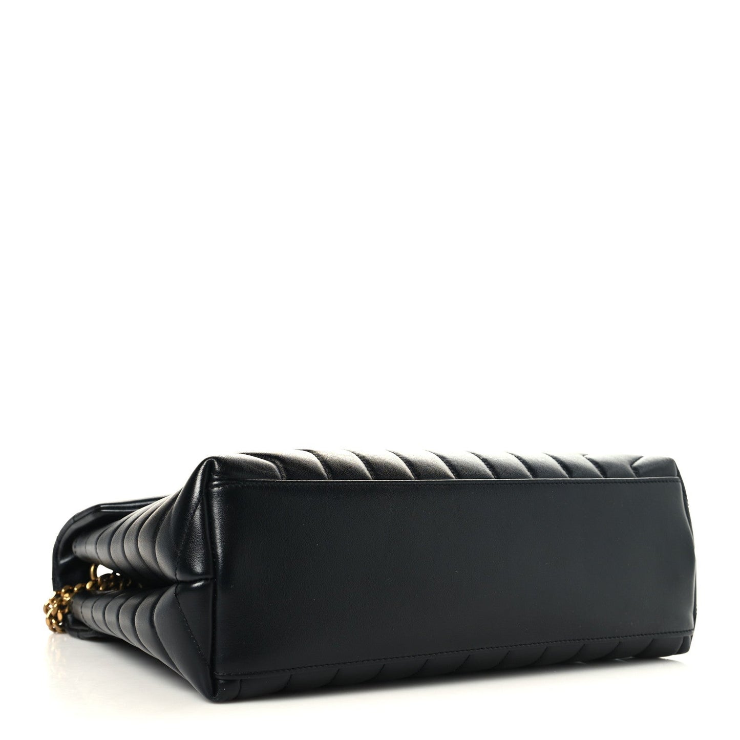 Calfskin Y Quilted Monogram Medium Loulou Chain Satchel Black