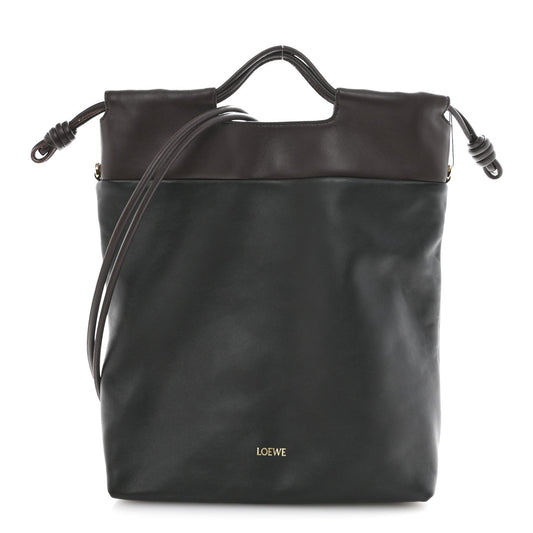 Mellow Nappa Lambskin Flamenco Tote Bag Black Dark Chestnut