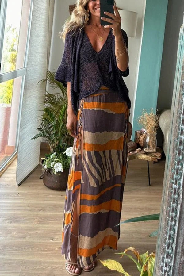 Camiseta de tirantes holgada con cuello en V y aberturas laterales de punto Malibu