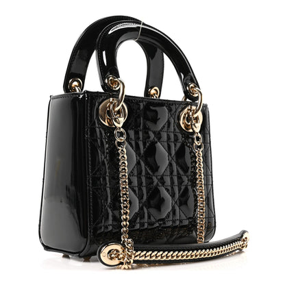 Patent Cannage Mini Lady Dior Black