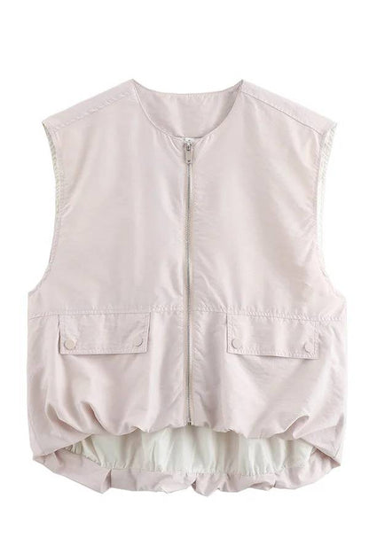 Chaleco informal holgado sin mangas con bolsillos a la moda