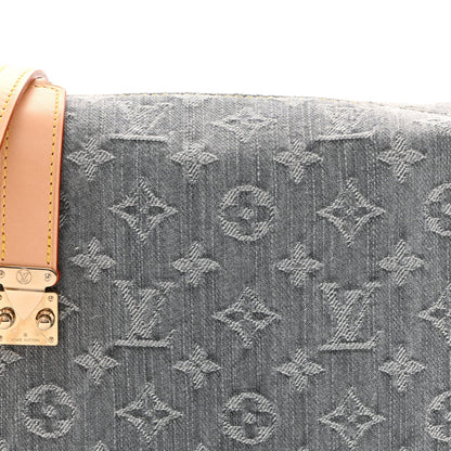 Monogram Denim Side Trunk MM Washed Gray