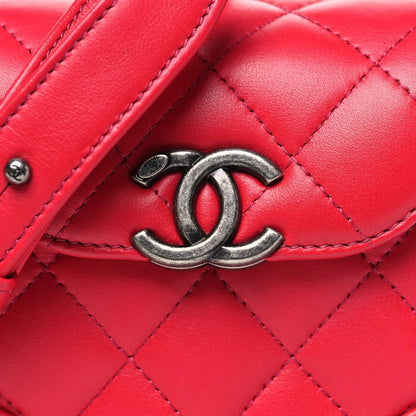 Lambskin Quilted Trunk Bag Pink