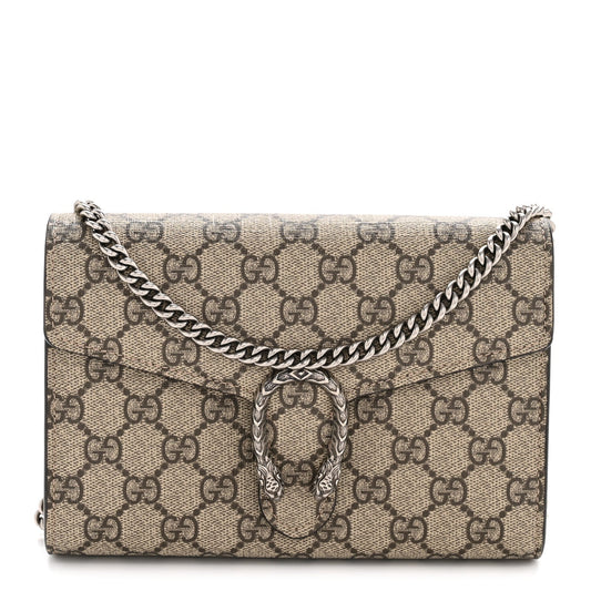 GG Supreme Monogram Mini Dionysus Chain Wallet Beige Taupe