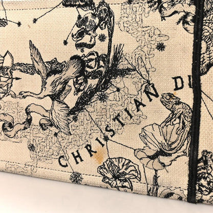 Canvas Embroidered Large Zodiac Toile De Jouy Book Tote Latte
