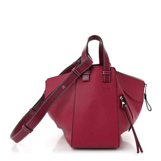 Grained Calfskin Small Hammock Shoulder Bag Raspberry