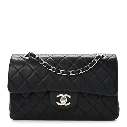 Lambskin Quilted Small Double Flap Navy