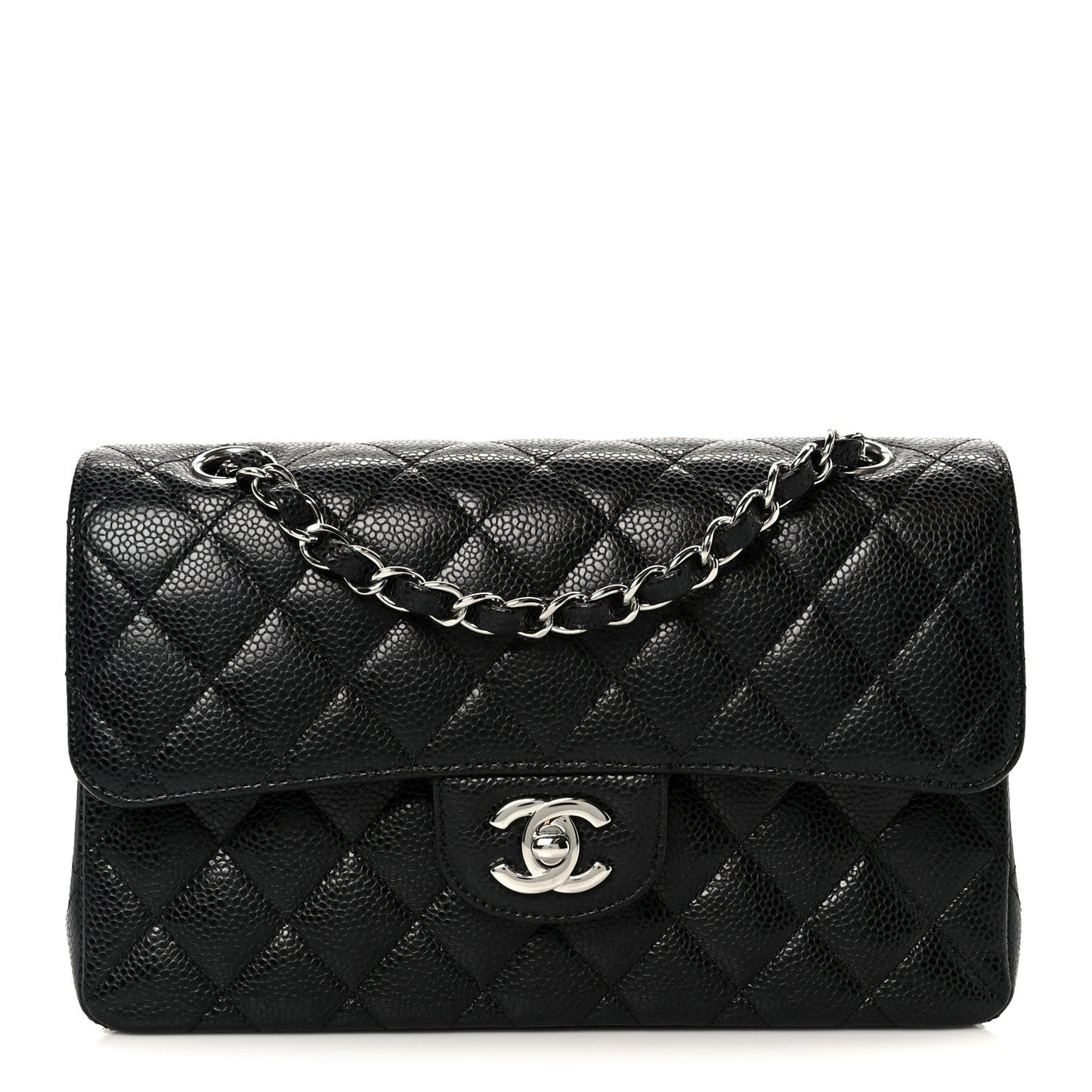 Caviar Quilted Small Double Flap Black