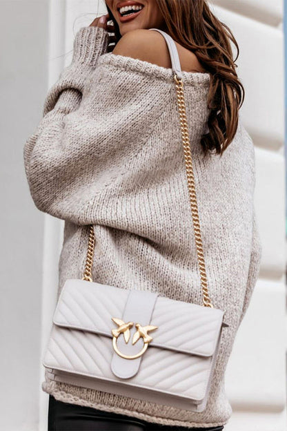 Suéter de punto acanalado de gran tamaño para mujer
