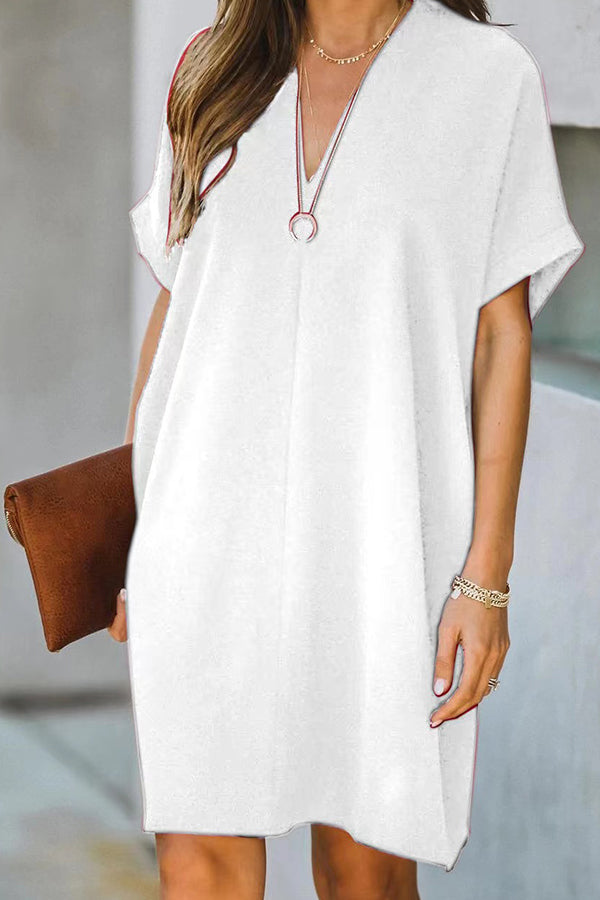 Vestido holgado de manga corta con forma de H