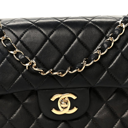 Lambskin Quilted Small Double Flap Black