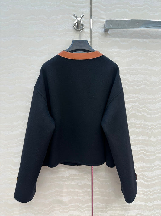 CE Arc De Triomphe Gold-Button Black Cashmere Coat