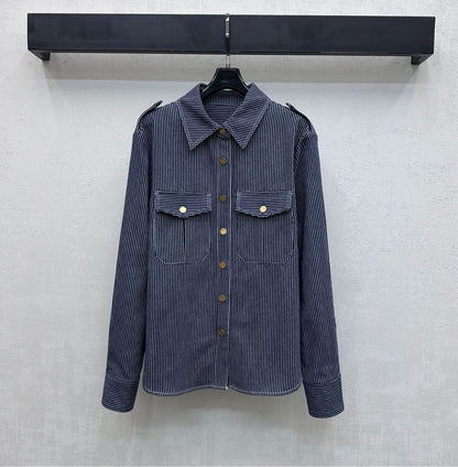 Zimmermann Patience Striped Denim Shirt Twill Cotton 350329