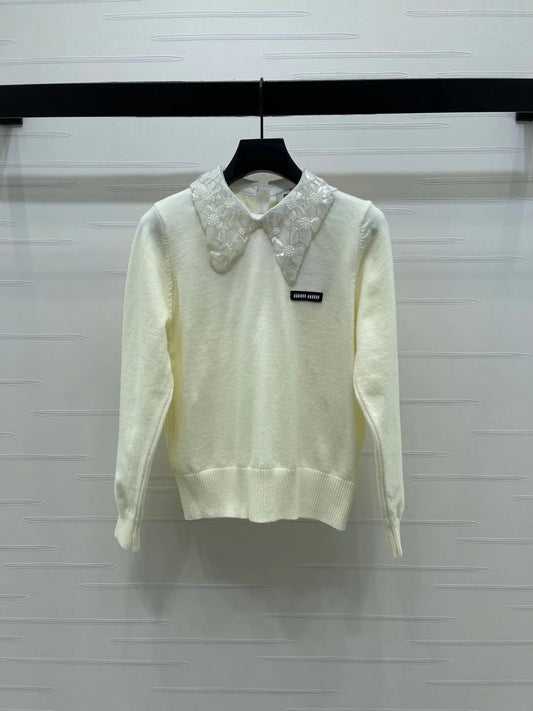 MIUMIU LACE-COLLAR SWEATER STYLE 815