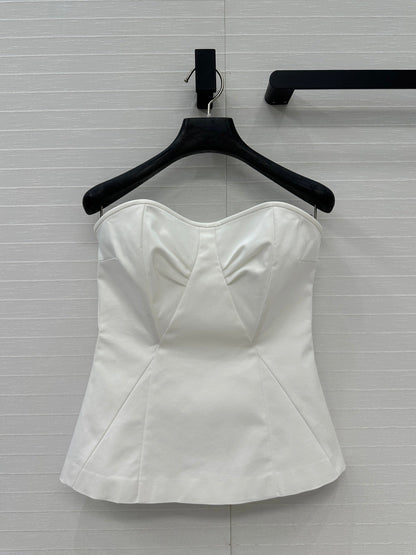 Prada 25 Cat Ear Tube Top Vest White Cotton
