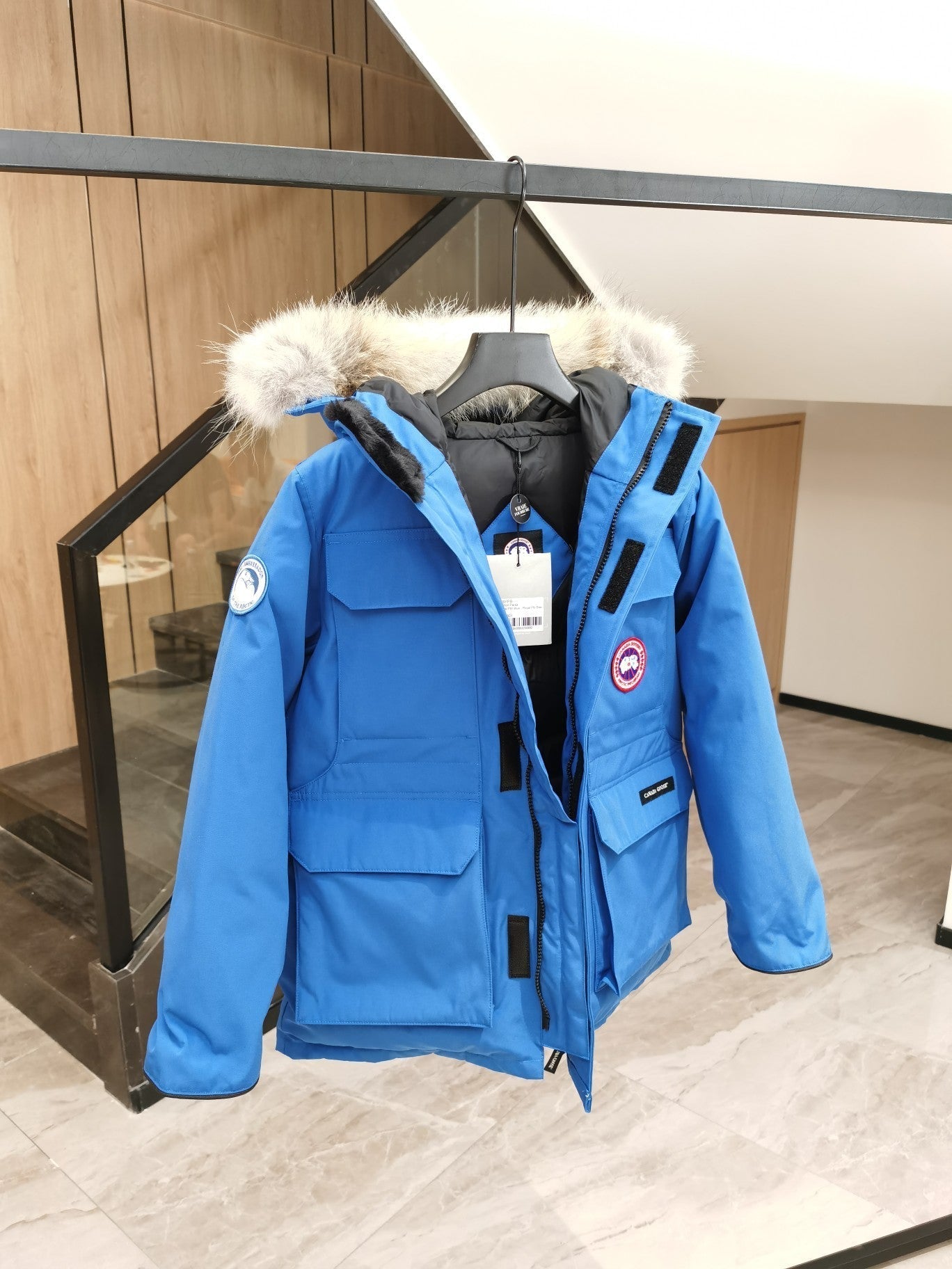 Canada Goose Children Parka Jacket Blue Fox Fur Polyester Cotton