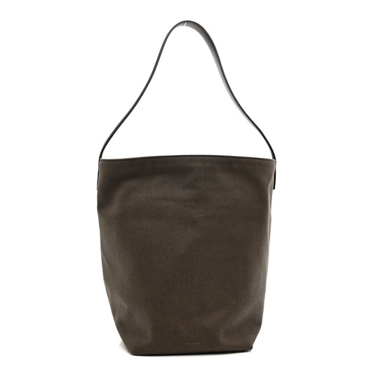 Canvas Calfskin Medium N/S Park Tote Taupe