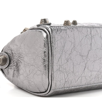 Metallic Agneau Arena Mini Le Cagole Duffle Crossbody Bag Silver
