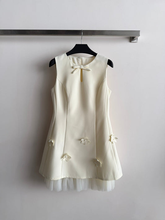 CC Bow-Tie Sleeveless Dress Light Cream Polyester 352970