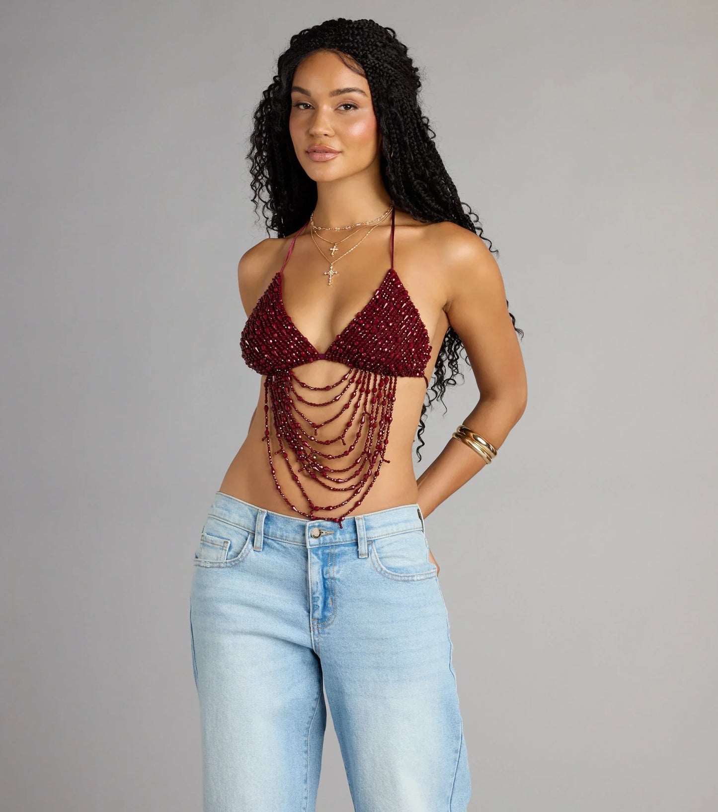 Festival Headliner Beaded Triangle Bralette