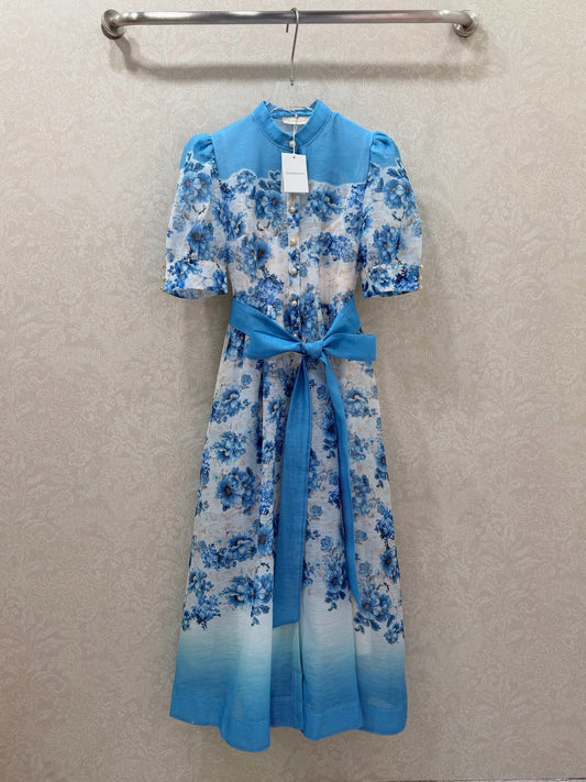 Zimmermann Alisa Dress Blue Floral Cotton 347322