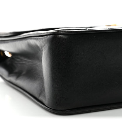 Lambskin Vertical Quilt Jumbo Single Flap Black