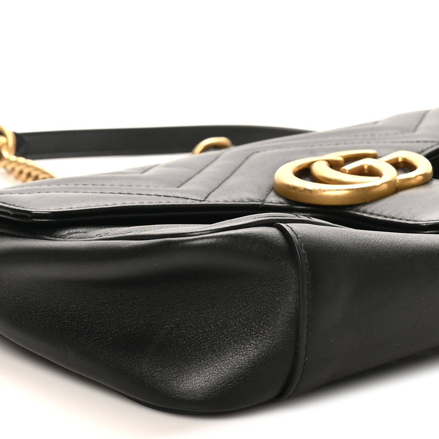 Calfskin Matelasse Small GG Marmont Shoulder Bag Black