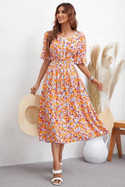Women’s Floral Print Slim Fit Maxi Dress – Elegant Long Sleeve Dress for Special Occasions