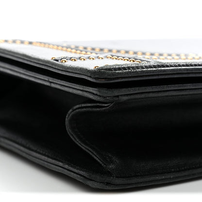 Lambskin Studded Medium Diorama Flap Bag Black